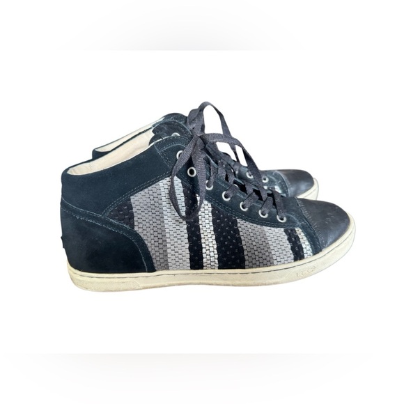 UGG Metallic Silver Taylah 1011221 Woven Suede Hi Top Street Sneaker S 10 - Picture 1 of 9